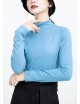 Loose blue cotton cr e tops elastic oversized high neck shirts