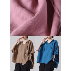   Khaki Loose Cotton Linen Shirt Tops Summer