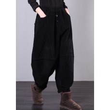   black trousers oversized fall Corduroy pockets Cotton women trousers