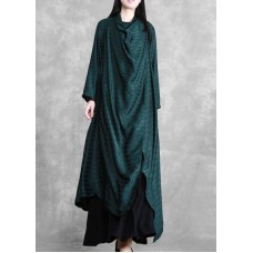  c Blackish Green Striped Asymmetric Robe Dress Cardigan