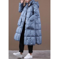   blue down coat winter casual down jacket hooded zippered Casual outwear