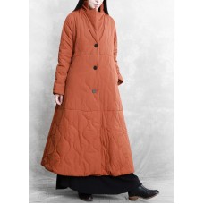   orange casual outfit plus size Coats stand collar thick winter coats