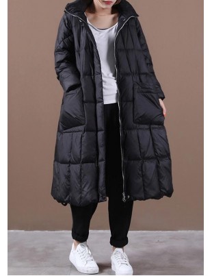 Luxury black warm winter coat plus size womens parka hoo d zippered  coats