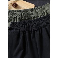   Army Green High Waist Stylish Spring Elastic Waist Pockets Shape Wild Trousers